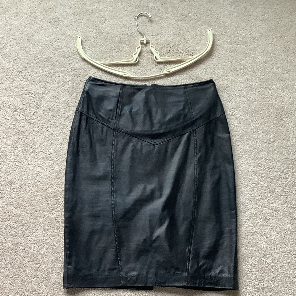 Vintage Black Leather Skirt, Women’s 12, Like New